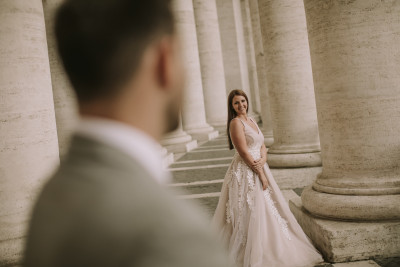 Young wedding couple in Vatican, Rome, Italy
